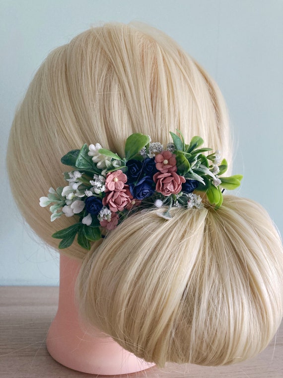 Set Di Pettini E Forcine Per Capelli Da Sposa - 4 Pezzi Con Fiori Rosa, Perle E Strass, Accessori Per Matrimonio, Damigella, Festa - 2