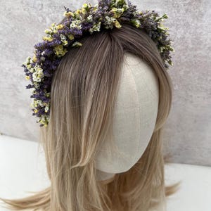 Dried Flower Crown / Purple Boho Headband / Festival Hair / Wedding Hair /Bride Headpiece/ Boho Rustic