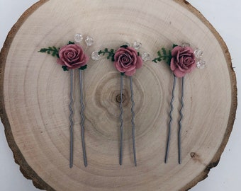 Flower hair pins / bridesmaid hair pins /  bridal hair pins / wedding hair pins