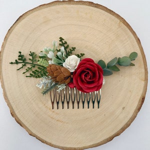 Blumen Haarkamm / Weihnachtlicher Haarkamm / Weihnachts Haarschmuck / Brautjungfer Haarkamm / Festlicher Haarkamm