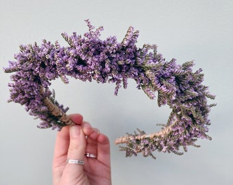 Dried Flower Crown / Purple Boho Headband / Festival Hair / Wedding Hair