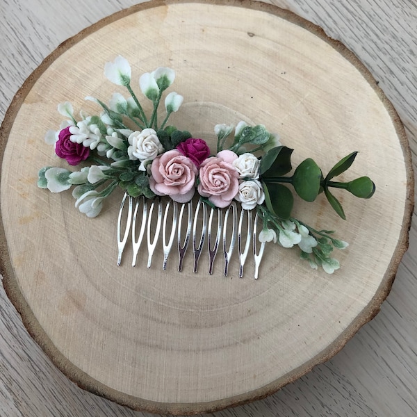 Flower hair comb, bridesmaid hair comb, bridal hair comb