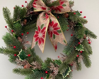 Christmas wreath  / Festive front door wreath / Christmas decor decorations