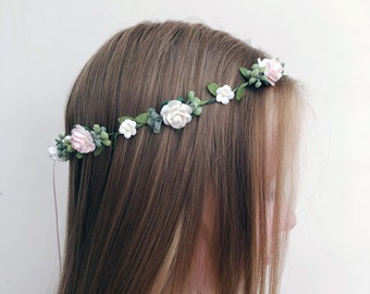 Couronne de mariage de fille de fleur / couronne florale de demoiselle d'honneur de mariée / morceau de cheveux de mariage