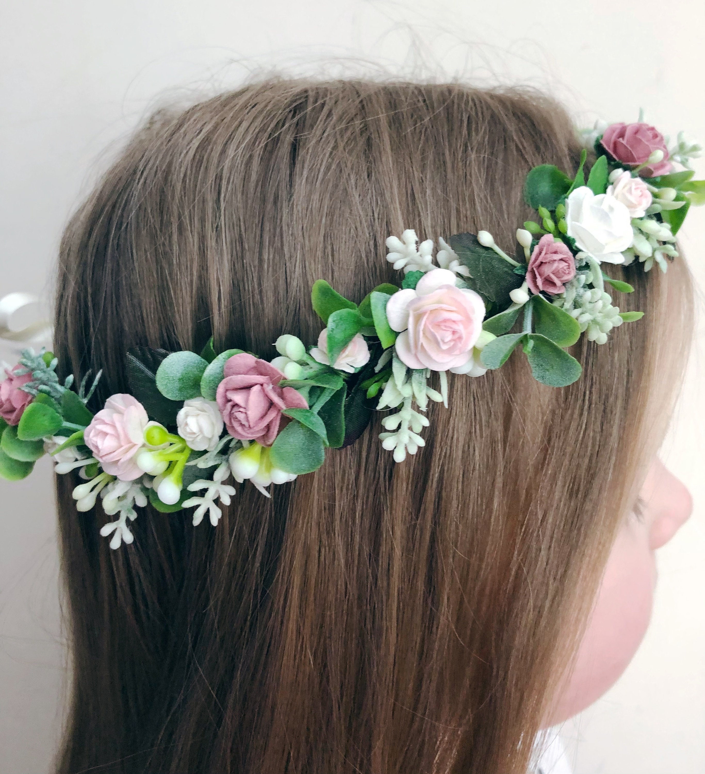 Flower girl bridal crown floral crown Etsy