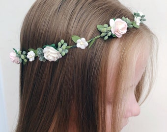 Flower girl wedding crown headband  / bridal bridesmaid wedding hair piece / Boho rustic