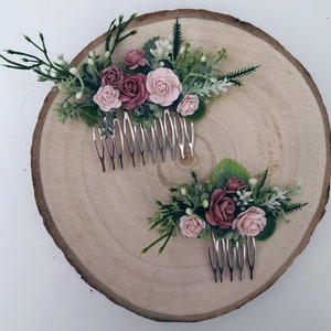 Peineta con flores en color rosa oscuro ruborizado / Accesorio para el cabello de novia para dama de honor / Peineta floral