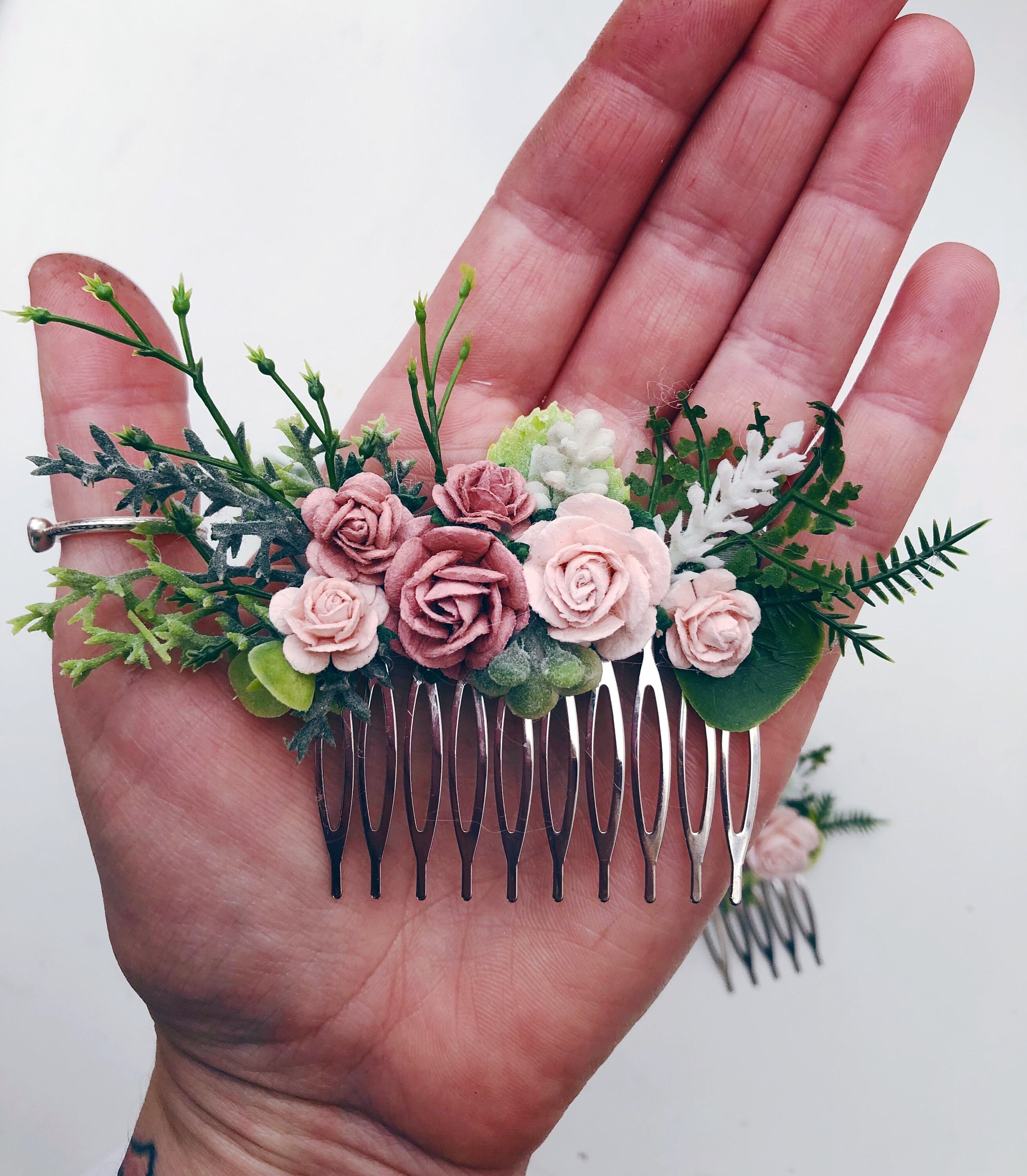 Flower Hair Comb / Blush Hair Comb / Dusky Pink Hair Comb / Etsy UK