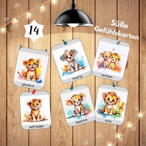 Tarjetas de sentimientos para que los niños impriman, tarjetas de animales, tarjetas de círculo matutino de jardín de infantes, tarjetas de emociones, imágenes de animales, PNG, descarga digital