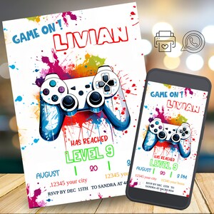 Videospiel-Einladung, Spielkonsole Einladung, Videospiel Geburtstagseinladung, Digitaler Download, Gaming Einladung, Gamer Vorlage