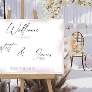 Modello modificabile di cartello di benvenuto per matrimonio, cartello di ingresso per matrimonio, cartello di benvenuto per matrimonio moderno, download digitale