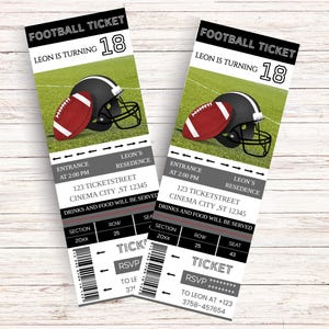 Invitation d'anniversaire de football modifiable, invitation de football, bon pour le football, bon de football de stade, bon de rugby à imprimer