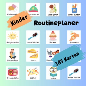 Plano de rotina, plano diário infantil pdf, rotina diária, sinais de rotina, planejador semanal, cartões de rotina, cartões Montessori, plano de tarefas, download