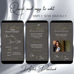 Invito a nozze con foto, biglietto d'invito digitale per matrimonio, invito matrimonio WhatsApp, invito a nozze modificabile, modello di matrimonio