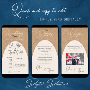 Invito a nozze con foto, biglietto d'invito digitale per matrimonio, invito matrimonio WhatsApp, invito a nozze modificabile, modello di matrimonio