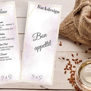 Carta del menu di nozze, modello di menu di nozze da progettare da solo, download digitale, menu per la cerimonia di nozze