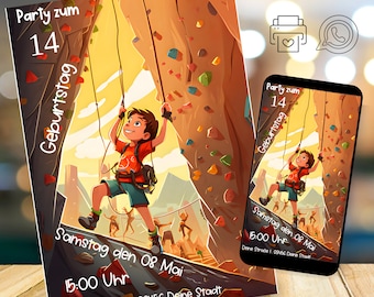 Climbing Park Birthday Invitation Editable Digital Download, Climbing Gym Birthday Invitation, Any Age, Climbing Party Invitation