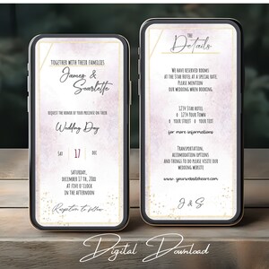 Modello minimalista per invito a nozze, biglietto d'invito digitale per matrimonio, invito matrimonio WhatsApp, invito festa di nozze