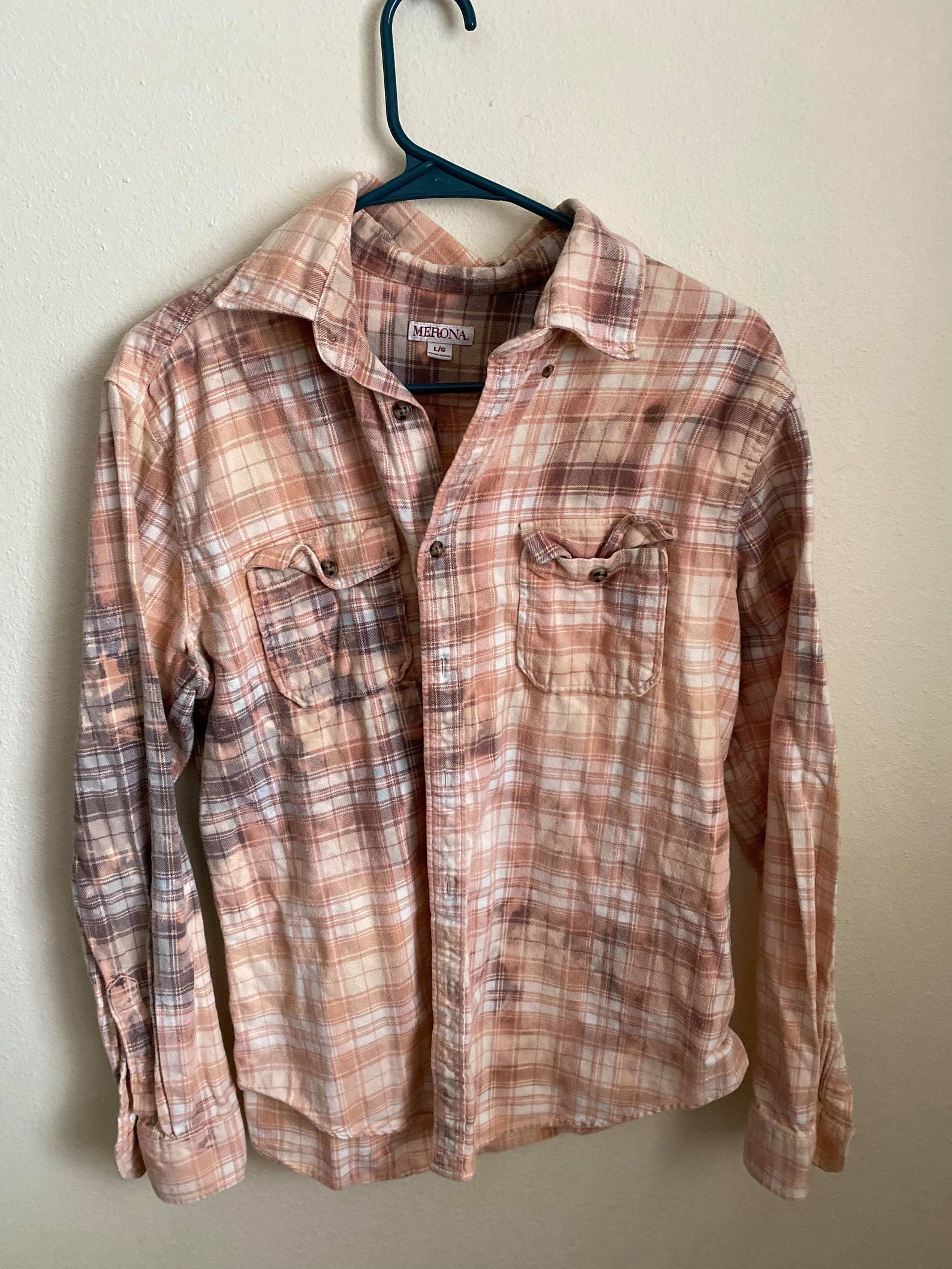 Custom bleach flannel/acid wash flannel Etsy