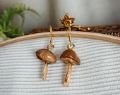 Real Mushroom Earrings Dipped in Resin Terrarium Jewelry Resin Jewelry