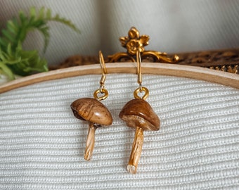 Real Mushroom Resin Earrings • Terrarium Jewelry