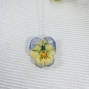 Real Pansy on chain • Pastel Small• Terrarium Jewelry • Real flower • Dried pressed flower