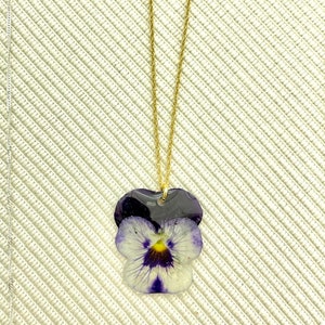 Purple Violet Pansy on 14k Gold Filled Chain