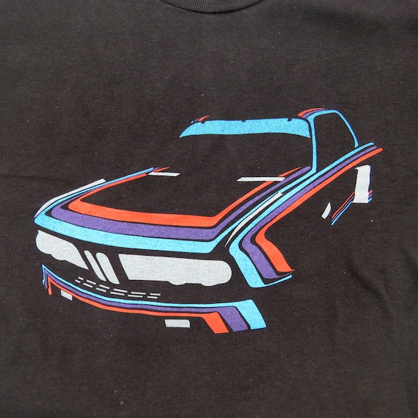 BMW 3.0 CSL T shirt black Martini Rossi racing rally team champion