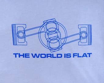 English The World is Flat T Shirt Boxer Motor Corvair Porsche Vee Dub Bug Flat 4 flat 6
