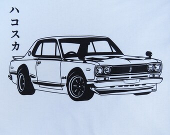 Nissan Skyline 2000 GT-R Hakosuka KPGC10 sports car T-shirt Silver