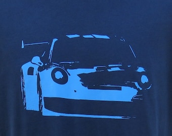 Porsche 911 RSR Custom art T-shirt GT Cup car Indigo Blue Scca Imsa F1 GT2 GT3 996 997