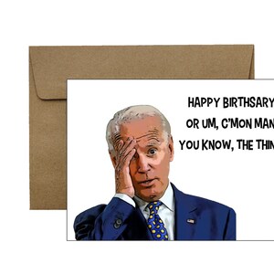 Tarjeta de felicitación de cumpleaños o aniversario de Biden Descarga digital - PDF - Imprimir en casa
