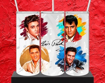 Elvis Tumbler Png & Jpg for 20 OZ Sublimation Skinny Tumbler Design - Straight Sublimation Wrap Design Gift