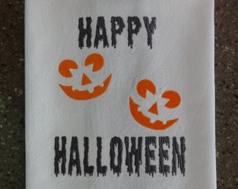 Halloween embroidered kitchen towel, gift for pumpkin lovers, Halloween decor, tea or dish towel, birthday gift for sister, wife, girlfriend