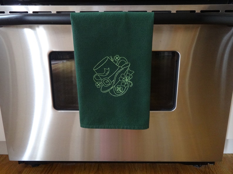 St. Patricks Day Kitchen Towel Embroidered Kitchen Towel St. - Etsy