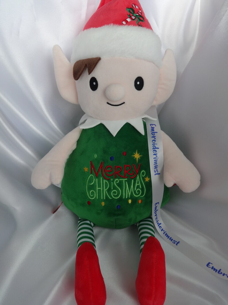 Personalized Embroidered Elf Stuffed Plushy Animal, First Christmas ...