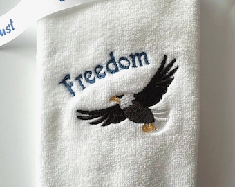 Embroidered Patriotic Freedom Eagle Fingertip Guest Towel, 250th Anniversary USA Decor