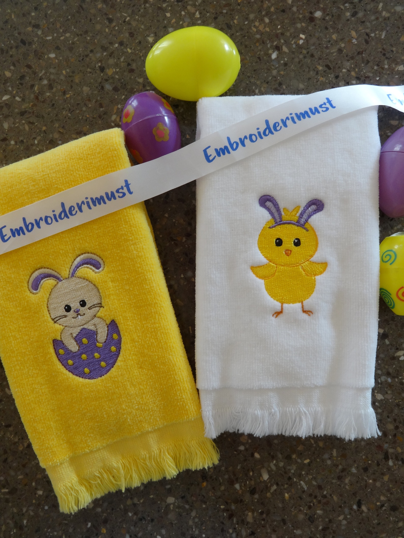 Easter Bunny and Yellow Chick Fingertip Towel Set Etsy