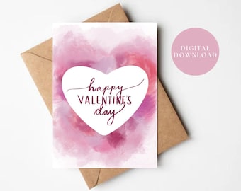 Valentine's Day Card - Happy Valentine's Day Card - Printable Greeting Card - Card for Loved one - Heart Shaped Card
