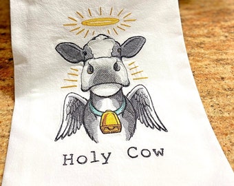 Holy Cow Decorative Tea & Kitchen Towel Embroidered