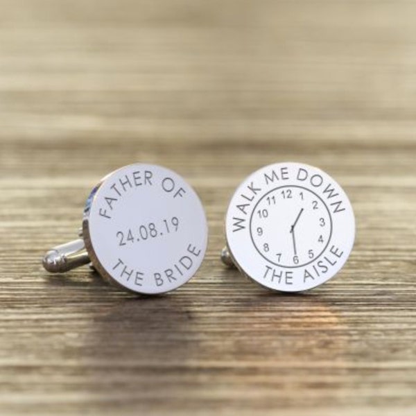 Personalised Wedding Cufflinks in Gift Box - Walk Me Down The Aisle Cufflinks - Gift for Father of The Bride | Gift for Dad | Wedding Day