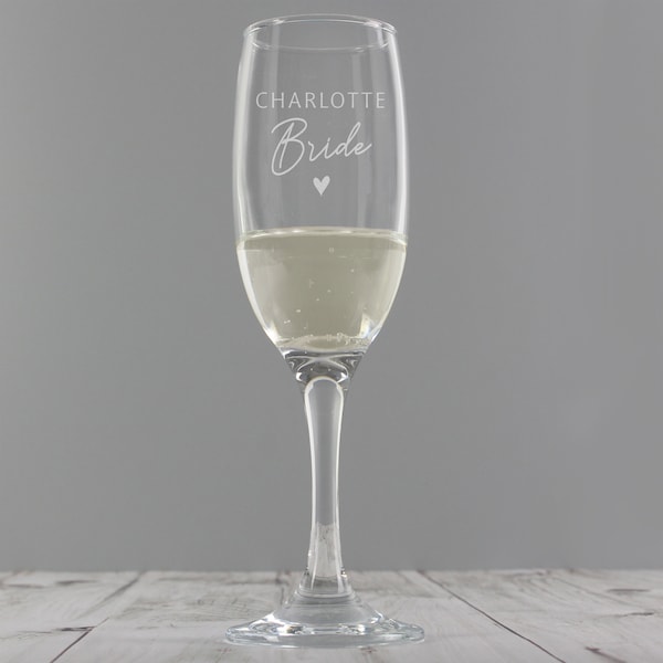 Personalised Bride Flute Glass - Wedding Gift | Hen Party | Wedding Day | Gift for Her | Bride Gift | Champagne Flute