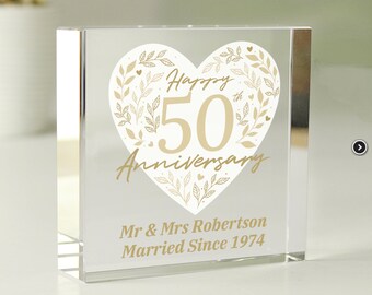 Personalised 50th Golden Wedding Anniversary Crystal Token
