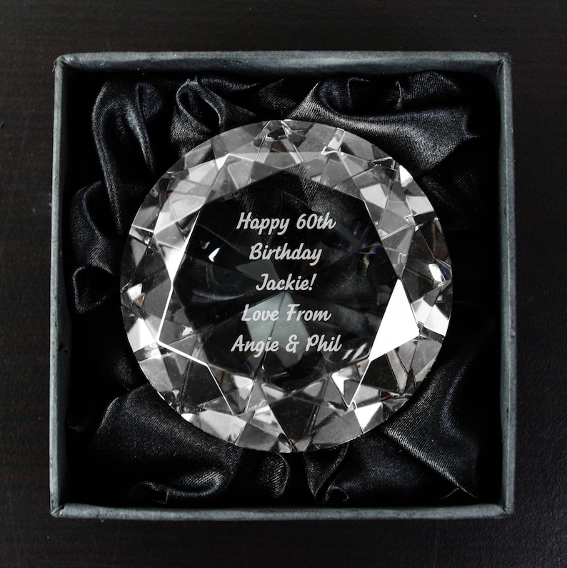 Personalised Diamond Paperweight Wedding Gift Anniversary Gift Gift for Couples Birthday Gift Graduation Retirement image 1