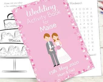 Personalised Wedding Activity Book for Girls - Wedding Favours | Gifts for Children | Wedding Gifts | Wedding Day | Colouring Book