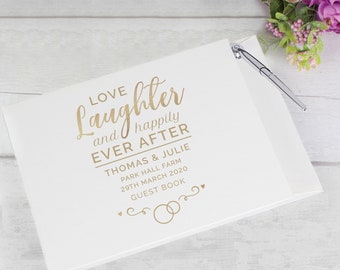 Personalised Happily Ever After Wedding Hardback Guest Book & Pen - Wedding Day | Gift for Couples | Guest Book | Mr and Mr | Mrs and Mrs