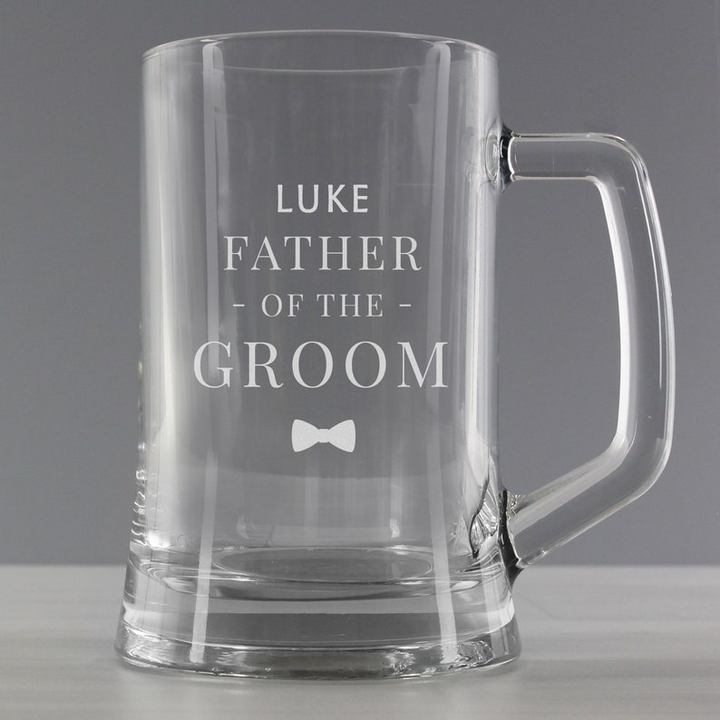Personalised Father of the Groom Pint Stern Tankard Wedding Gift Stag Do Gift Gift for Him Pint Glass image 2