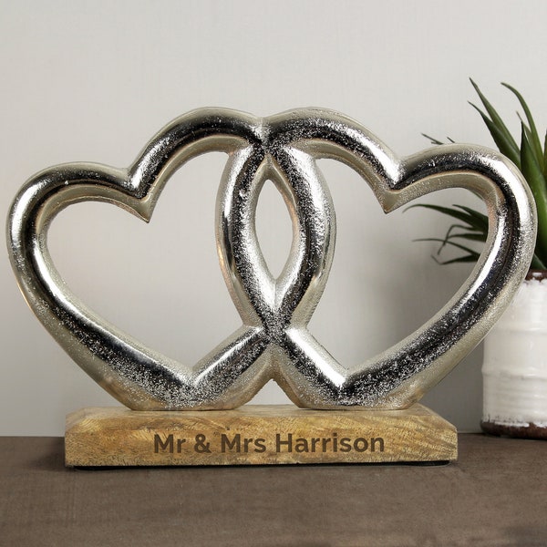 Personalised Free Text Double Heart Ornament - Wedding Gift | Anniversary Gift | Gift for Couples | New Home Gift | Mr & Mrs