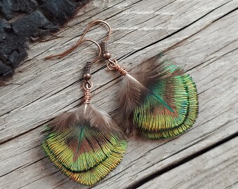 Double peacock fans copper