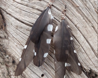 Spotted feather earrings